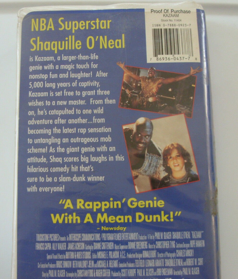 SHAQ Movie Kazaam VHS VCR Video Shaquille O'Neal Clamshell