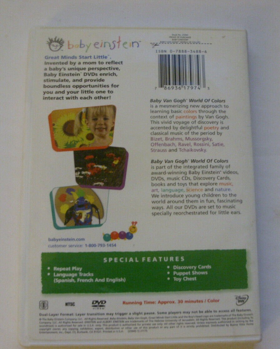 Disney Baby Einstein - Baby Van Gogh world of colors DVD 2002 1+ years