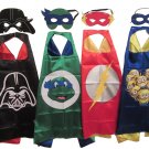 Boys Character Dress Up Costumes - 4 Satin Capes and 4 Felt Masks