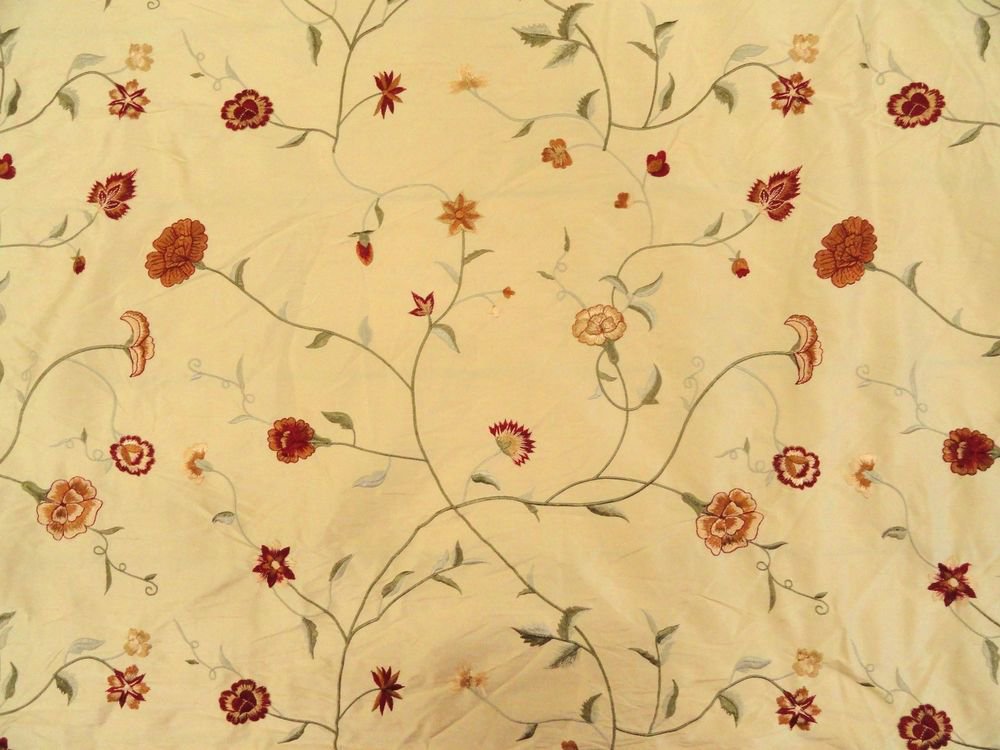 Onyx Age Silk Embroidered Upholstery Fabric Anna Floral Butter Yellow