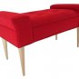 Custom Mid-Century Modern Bench w/ Maharam Kvadrat Divina Fire Red Wool Felt