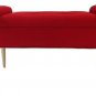 Custom Mid-Century Modern Bench w/ Maharam Kvadrat Divina Fire Red Wool Felt