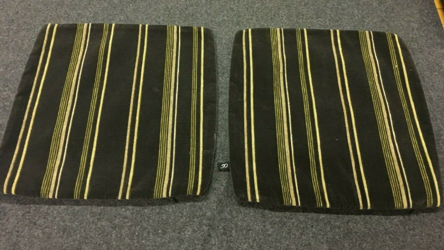 Black Velvet & Yellow Epingle Stripe Pillow Covers - Pair