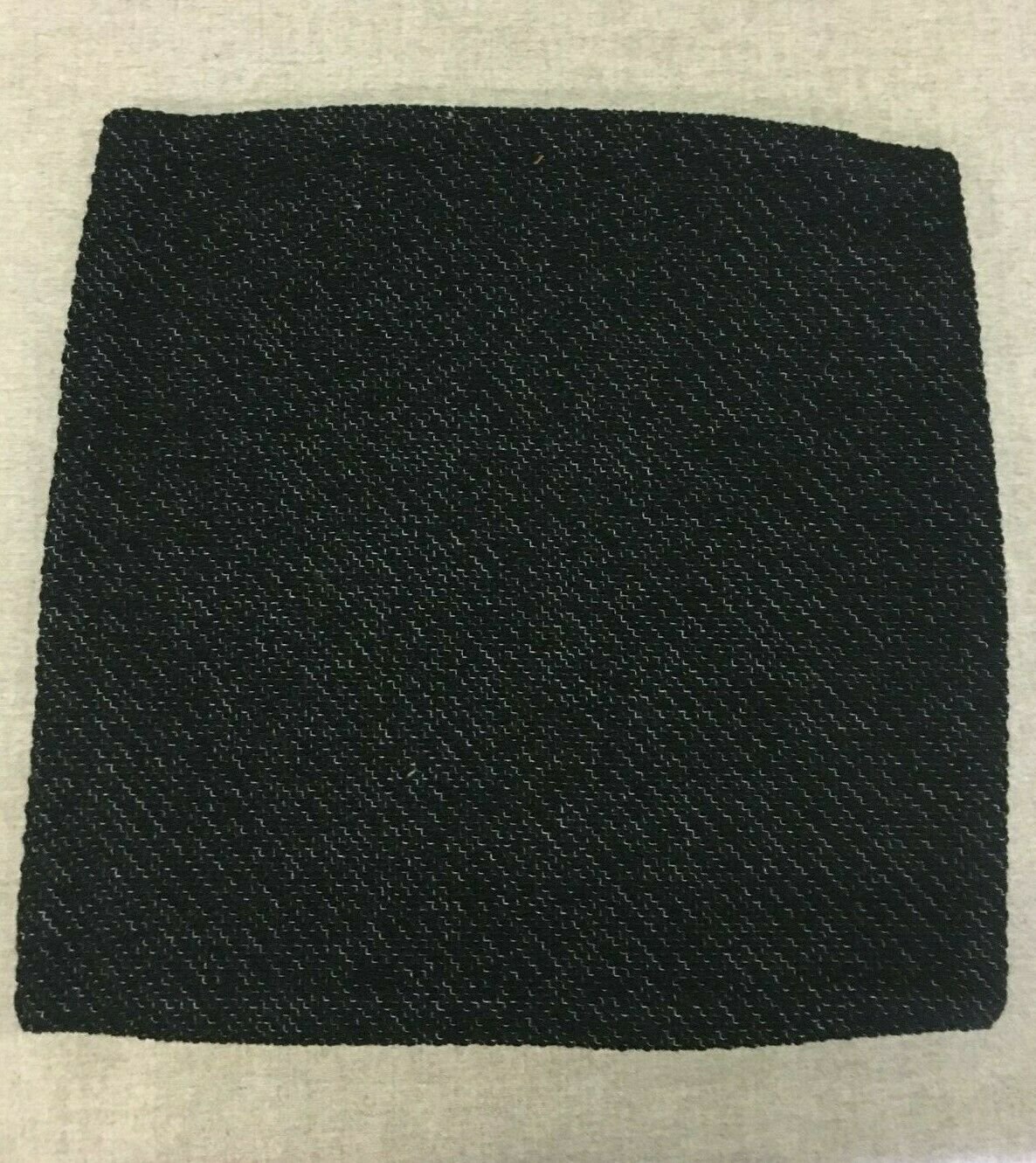 Mid Century Modern Black Nubby Woven Pillow Cover with Silver Accent