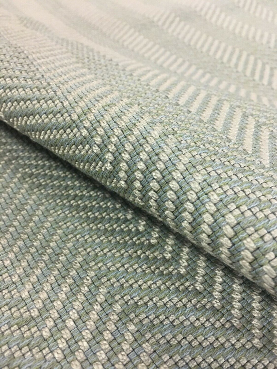 30" x 53" Herman Miller True Herringbone Olivine Light Green Upholstery Fabric