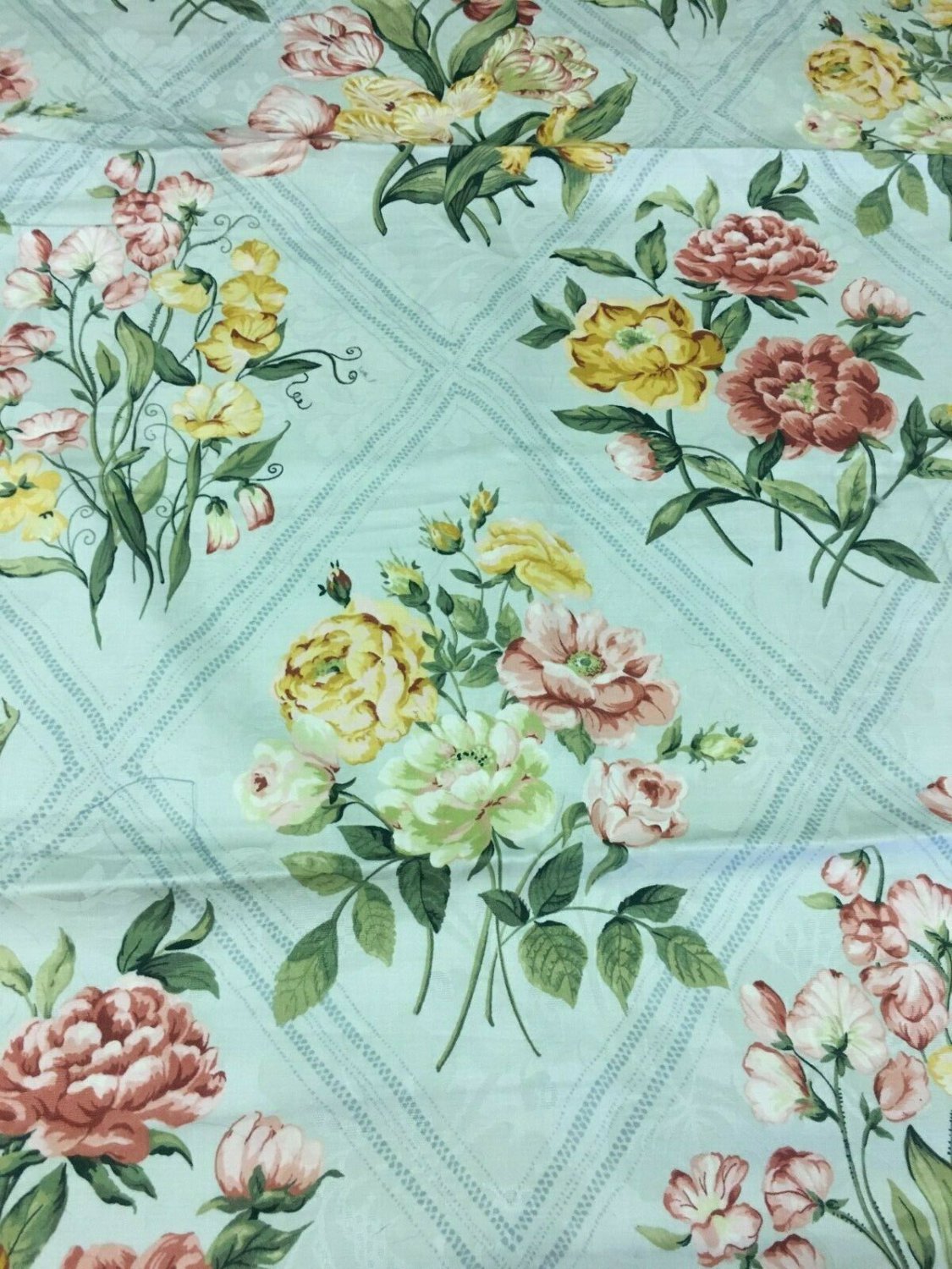 2.625 yards Braemore Spring Flowers in Mint Green Diamonds Multi-Purpose Fabric