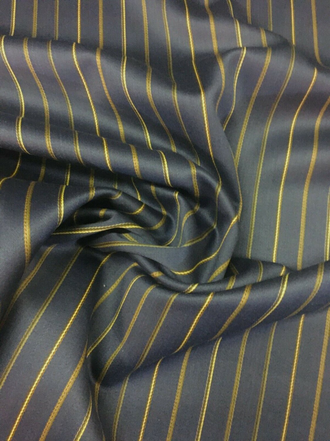 8.125 yd Designtex Gramercy Navy Blue Striped Lambswool Multi-Purpose Fabric CV