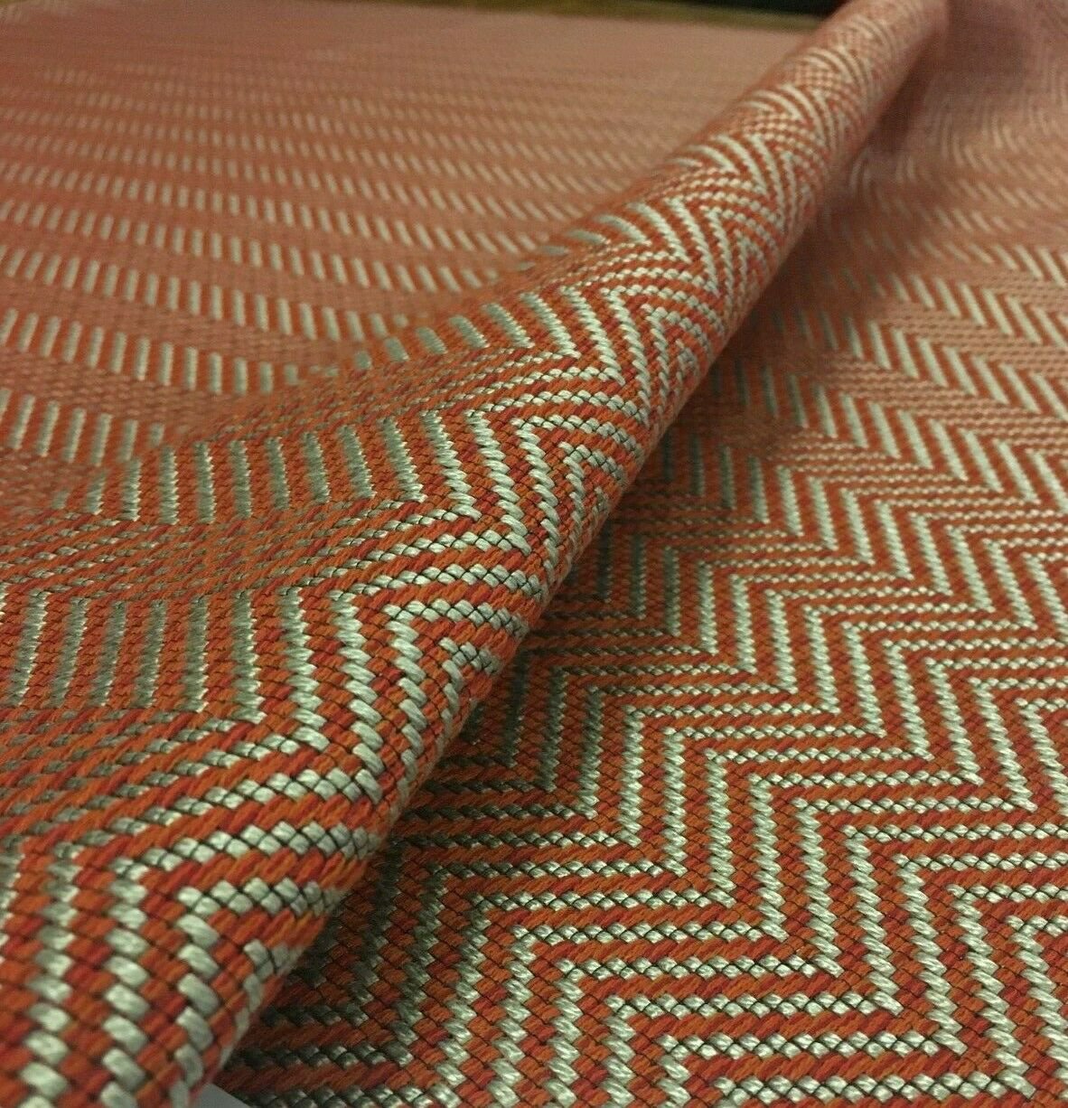 3.25 yd Herman Miller True Herringbone Vermillion Red Upholstery Fabric 22405