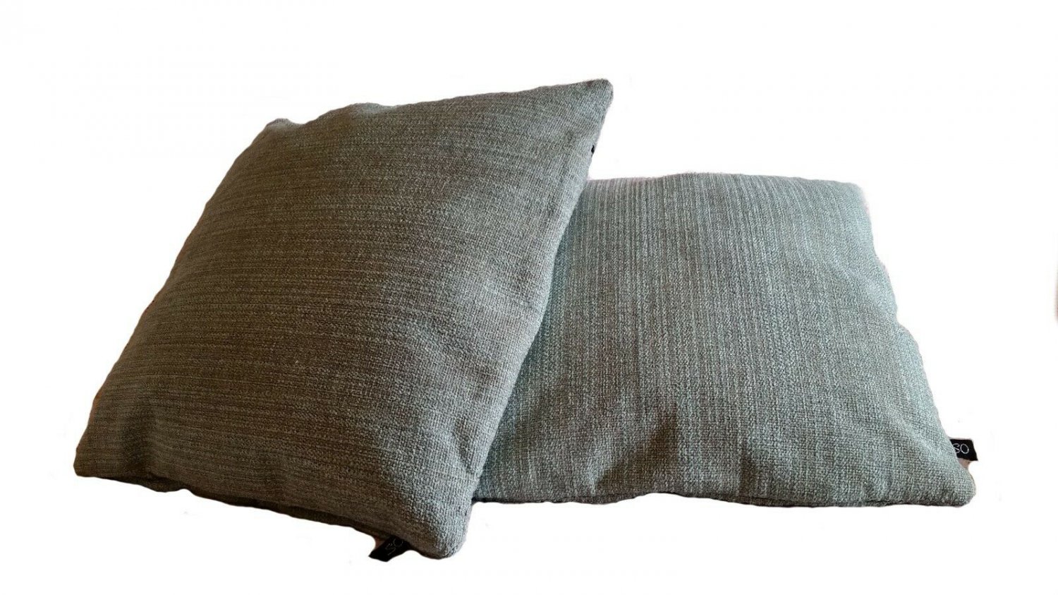 Mid Century Modern Pale Blue and Cream Striae Pillow Cover Trio