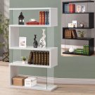 Modern White Black Long Floating Shelf Bookcase Asymmetrical Snaking Bookshelf