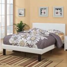 Cream White Faux Leather Square Stitching Platform Twin Full Bed