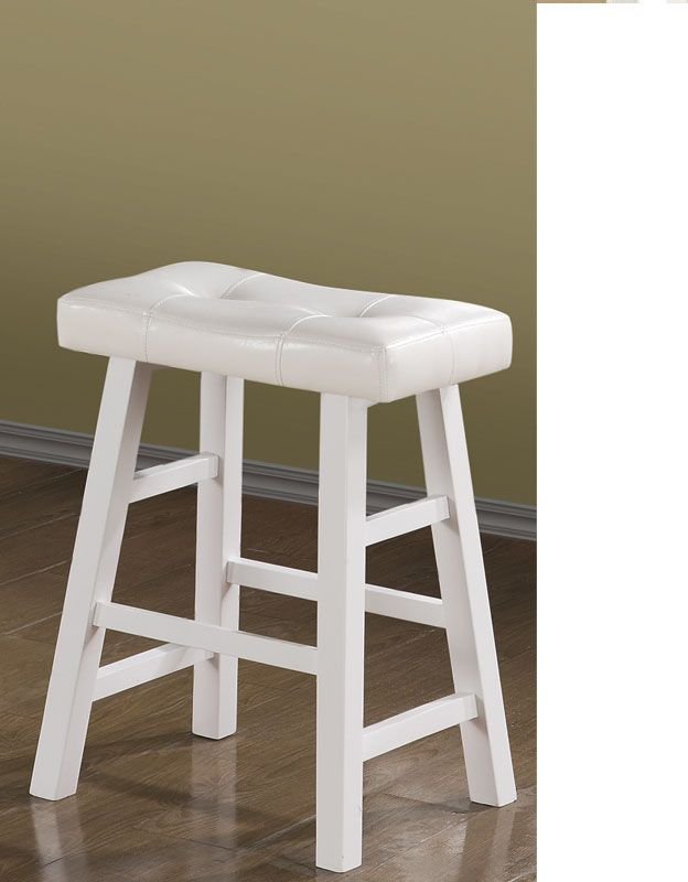 Poundex F1241 2 PCs 24Inch White Faux Leather Counter Stool