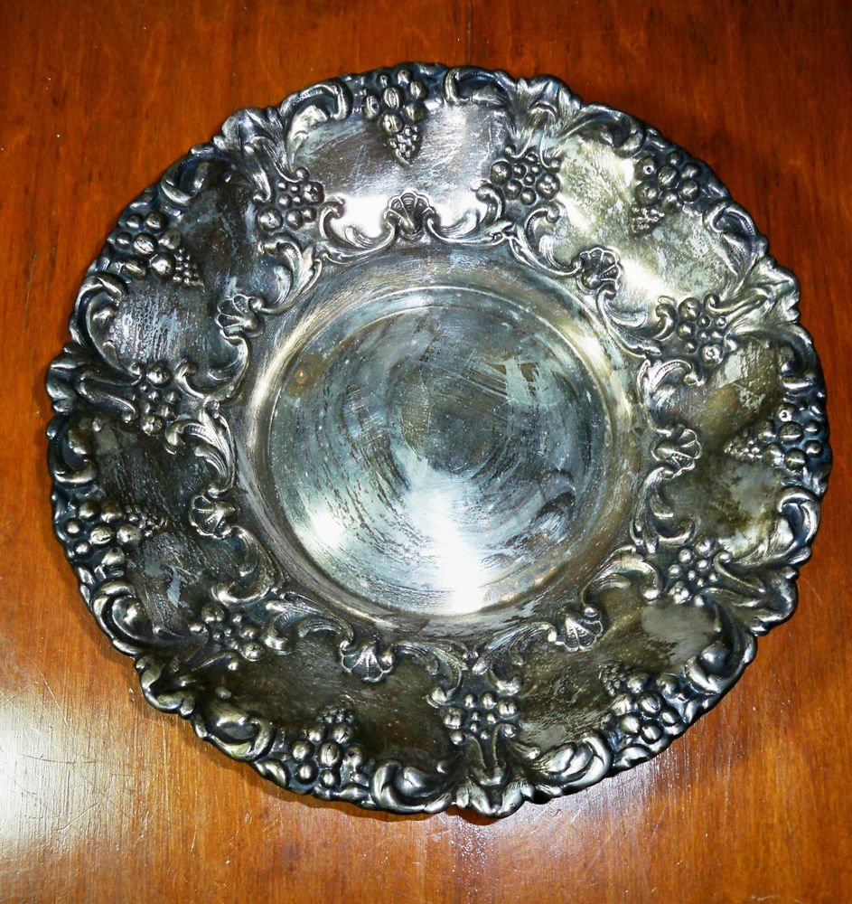 Antique Silverplate Bowl Crown/ Spain WA Grapes