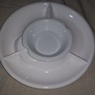 White Ceramic Lazy Suzan with Warming Center Dip Cup