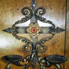 Metal Cross Dual Candle Sconce