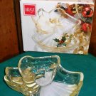 CLEARANCE-  Mikasa "Heavenly Song Gold" Glass Candy Bowl / Relish Tray