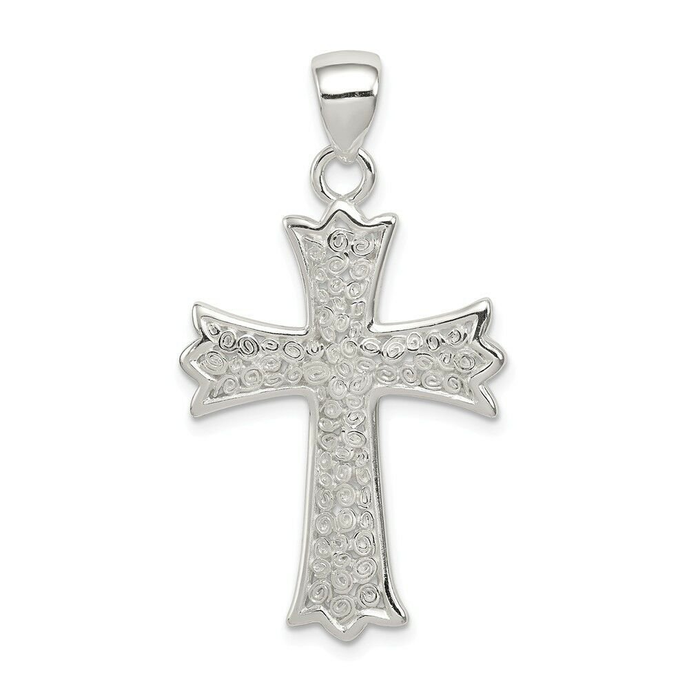 Sterling Silver Polished Filigree Cross Pendant