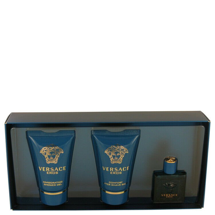 Versace Eros Gift Set By Versace .17 oz Mini EDT + .8 oz Shower Gel + .8 oz Afte