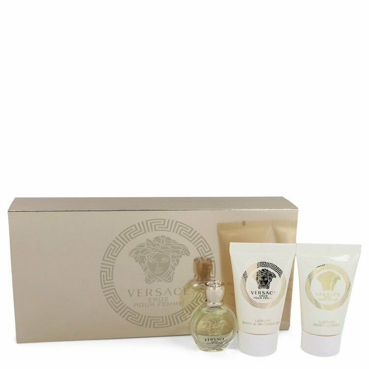 Versace Eros Gift Set By Versace .17 oz Mini EDP + .8 oz Shower Gel + .8 oz Body