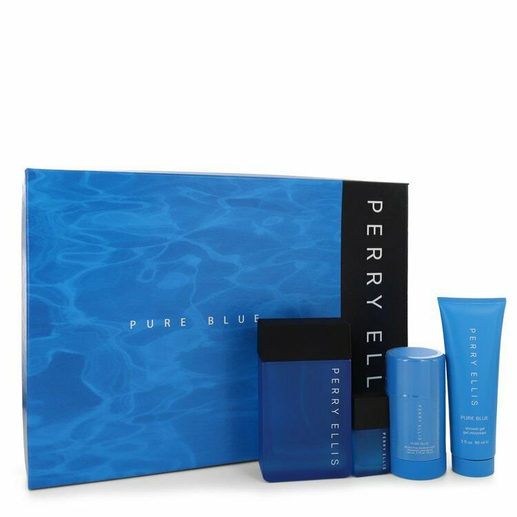 Perry Ellis Pure Blue Gift Set By Perry Ellis 3.4 oz Eau De Toilette Spray + 3 o