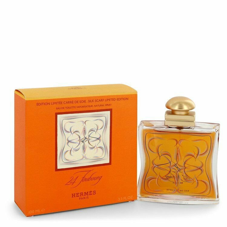 24 Faubourg Eau De Toilette Spray Silk Scarf Limited Edition By Hermes 3.3 oz Ea