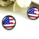 12mm American Flag Earrings USA Flag Studs Earrings Glass Cabochon Earring Studs