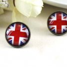 12mm British Flag Earrings UK Flag Studs Earrings Glass Cabochon Earring Studs