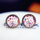Tree of Life Studs Earrings Tree Earrings Glass Dome Earring Glass Cabochon Stud
