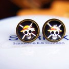 10mm Pirate Skull Earrings Glass Dome Earrings Head Crossbone Luffy Studs Earrings