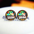 10mm Vintage TV Channel Earrings Glass Dome Earrings TV Pattern Earrings Glass Cabochon Earring