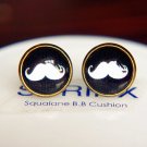 12mm White Moustache Stud Earrings,Glass Dome Earrings Hipster Geek Jewelry Beard Earrings