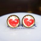 12mm Heart Stud Earrings Red Heart Earrings Glass Dome Stud Earring Birthday Gift