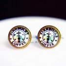 10mm Starbucks Earrings Glass Dome Earrings StarBucks Coffee Studs Earrings Glass Cabochon Earring