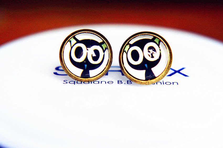 Black Cat Earrings Glass Cabochon Earring Black Cat Stud Earrings,Black Cat Post Earrings