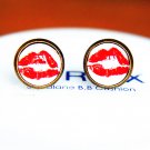 10mm Red Kiss Lips Earrings Lips Earrings Glass Dome Earrings Lipstick Kiss Earrings
