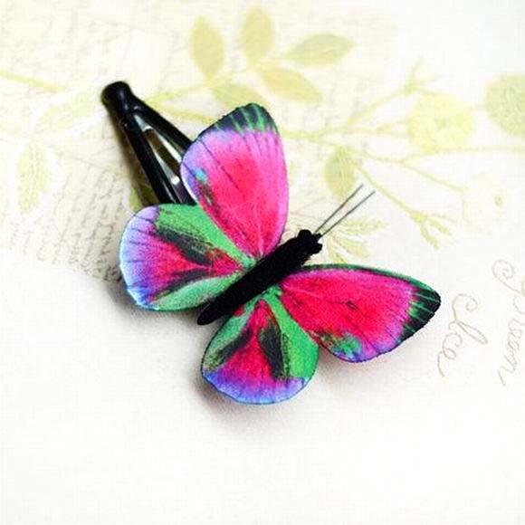Butterfly Hair Clips Silk Butterfly Bobbypin Wedding Hairpin Bridesmaid hair (1 piece)
