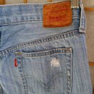 Vintage LEVIS 501 distressed destroyed 3 Button Fly cropped medium Wash Jeans -Size 27 -5 Pockets