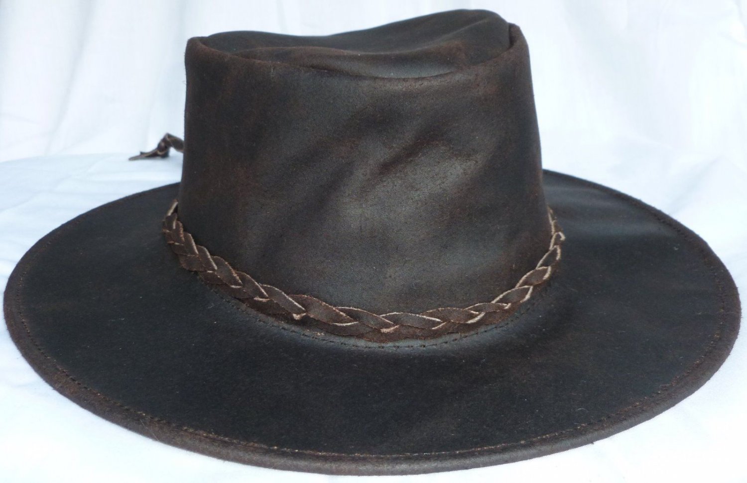 Deep Dark Brown Outback Spaghetti Western Leather Cowboy hat S-XL Outdoors (B)