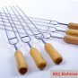 6pc’s Row U BBQ Roast Barbecue Needle Skewers Wooden Handle Stainless Steel Fork