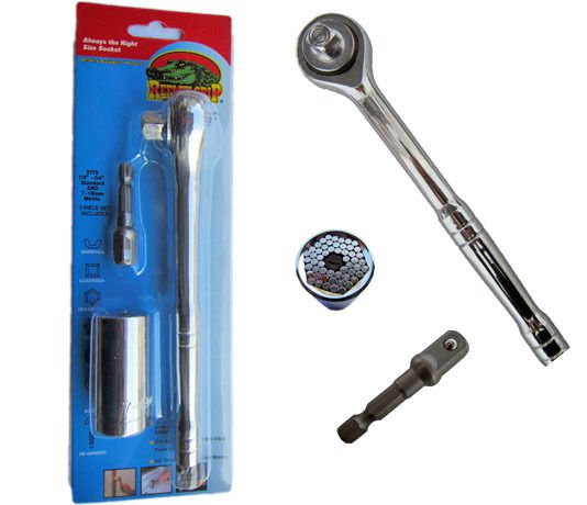 New 3PCS / Set GATOR GRIP HAND TOOL Universal Socket Wrench Power Drill Adapter