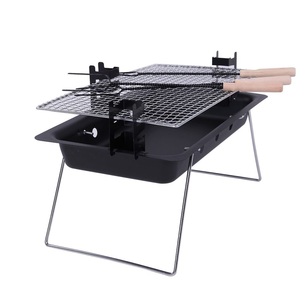 Black Camping Charcoal BBQ Grill Barbecue Grill with foldable legs