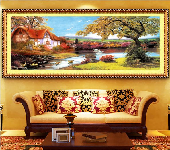 New 2015 5D Lodge House Embroidered Diamond Round Crystal Diamond  DIY Painting