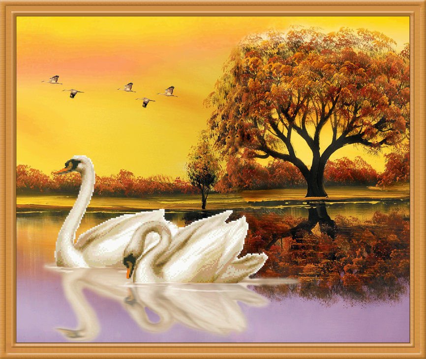 New 2015 5D Middle Swan Embroidered Diamond Round Crystal Diamond  DIY Painting