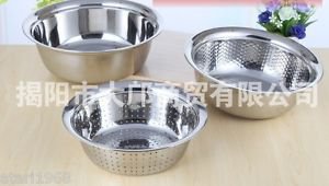 3pcs/Set THICK Stainless Steel Baking Wash Vegetable/Fruit Drain Rice Basin Gift