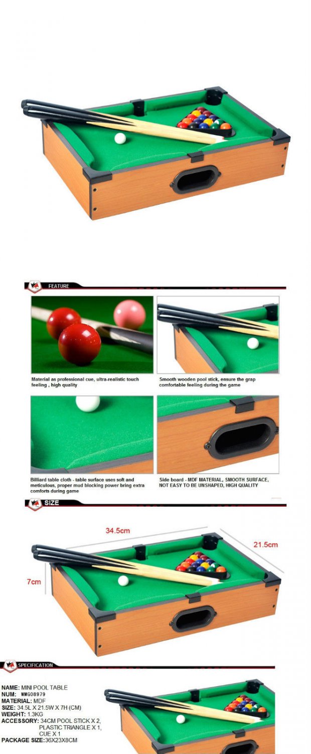 New Mini Pool Billiard Table Childrens Kids Game Tabletop Set Indoor Toys Gift