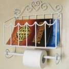 White Classical Toilet Paper Roll Holder Creative Bathroom Wall Mount Magazines Rack
