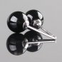 Women Black Hypoallergenic Sterling Silver Natural Agate Onyx Ball Earrings