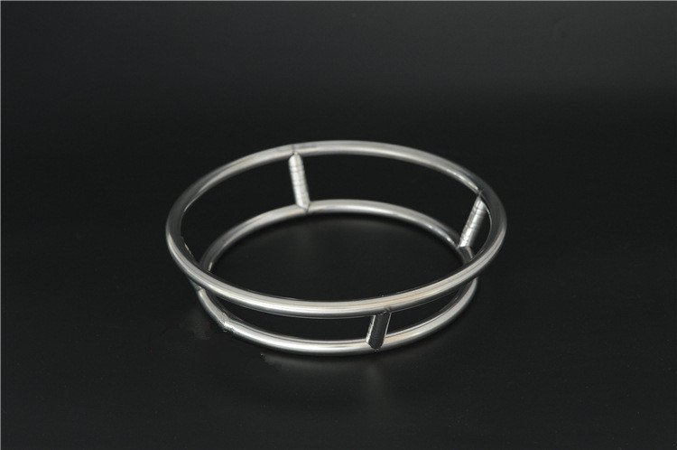 S Size Stainless Steel Pot Rack Creative Round Double Rings Stand Anti-Hot Frying Pan