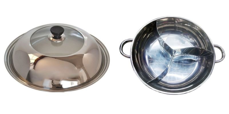 Stainless Steel Duck Hot Pot Thick Cooker Pots with Lid Special Induction Fondue Pan 38 CM