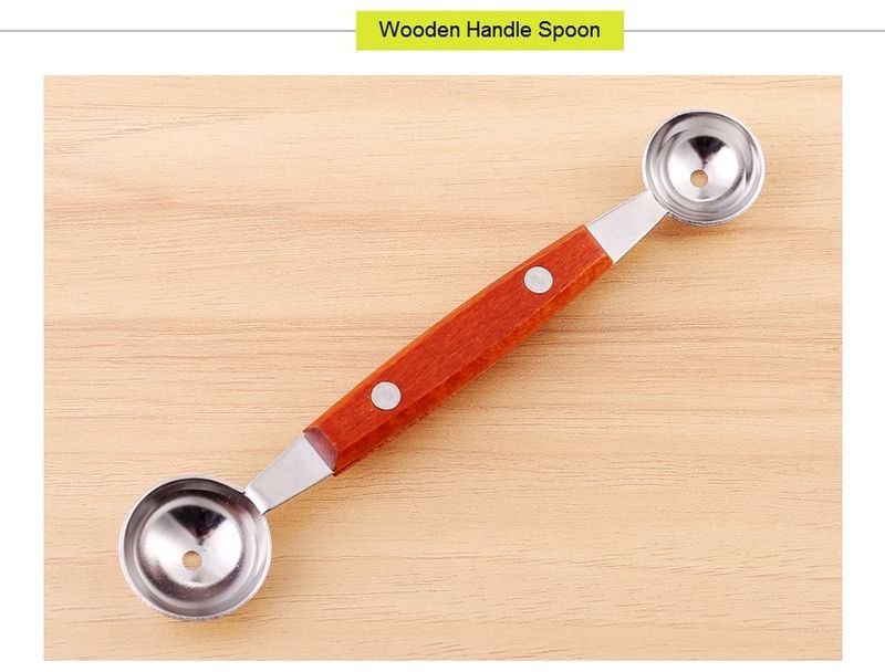 Double Sided Vegetables Fruit Decorative Carving Knife Dig Ball Scoop 2in1 with Wooden Handle